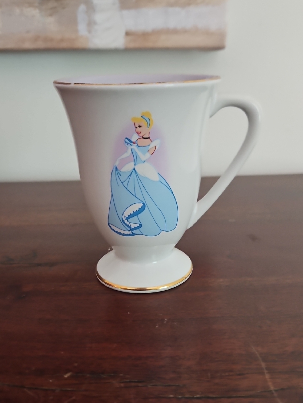 Disney White and Blue Cinderella Pedestal Mug with Gold Trim